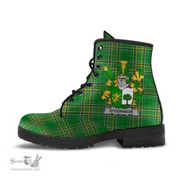 Connor or O'Connor (Sligo) Coat of Arms Family Crest Ireland Leather Boots Irish National Tartan Irish County Boots