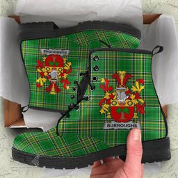 Burroughs Coat of Arms Family Crest Ireland Leather Boots Irish National Tartan Irish County Boots