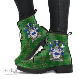 Crowley or O'Crouley Coat of Arms Family Crest Ireland Leather Boots Irish National Tartan Irish County Boots