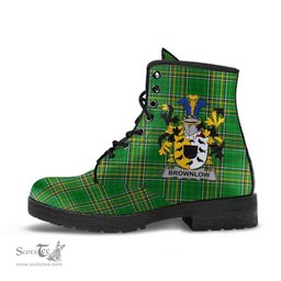 Brownlow Coat of Arms Family Crest Ireland Leather Boots Irish National Tartan Irish County Boots