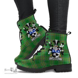 Doran or O'Doran Coat of Arms Family Crest Ireland Leather Boots Irish National Tartan Irish County Boots