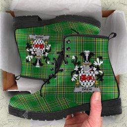 Drew Coat of Arms Family Crest Ireland Leather Boots Irish National Tartan Irish County Boots