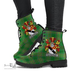 Fitz-Herbert Coat of Arms Family Crest Ireland Leather Boots Irish National Tartan Irish County Boots