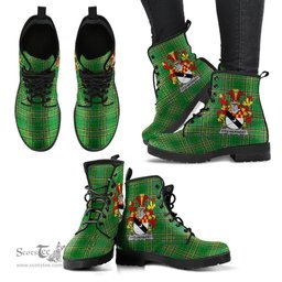 Fitz-Herbert Coat of Arms Family Crest Ireland Leather Boots Irish National Tartan Irish County Boots