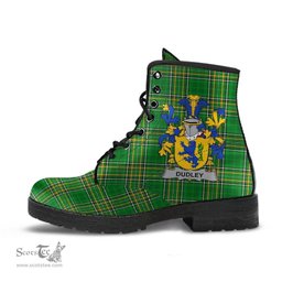 Dudley Coat of Arms Family Crest Ireland Leather Boots Irish National Tartan Irish County Boots