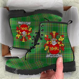Falvey or O'Falvey Coat of Arms Family Crest Ireland Leather Boots Irish National Tartan Irish County Boots