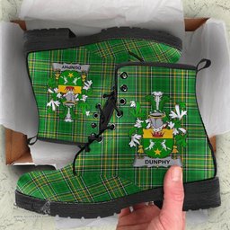 Dunphy (Middle Temple - Burke's) Coat of Arms Family Crest Ireland Leather Boots Irish National Tartan Irish County Boots