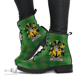 Echlin Coat of Arms Family Crest Ireland Leather Boots Irish National Tartan Irish County Boots