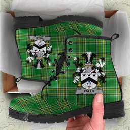 Falls Coat of Arms Family Crest Ireland Leather Boots Irish National Tartan Irish County Boots