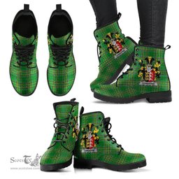 Considine or McConsidine Coat of Arms Family Crest Ireland Leather Boots Irish National Tartan Irish County Boots