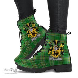 Ewing Coat of Arms Family Crest Ireland Leather Boots Irish National Tartan Irish County Boots
