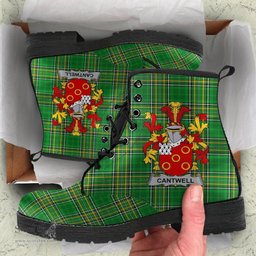 Cantwell Coat of Arms Family Crest Ireland Leather Boots Irish National Tartan Irish County Boots