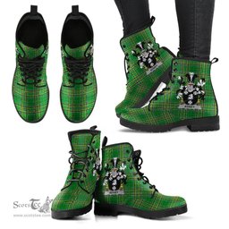 Edney Coat of Arms Family Crest Ireland Leather Boots Irish National Tartan Irish County Boots