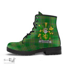 Connor or O'Connor (Kerry) Coat of Arms Family Crest Ireland Leather Boots Irish National Tartan Irish County Boots