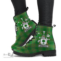 Finnerty or O'Finaghty Coat of Arms Family Crest Ireland Leather Boots Irish National Tartan Irish County Boots