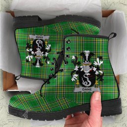 Dane or O'Dane Coat of Arms Family Crest Ireland Leather Boots Irish National Tartan Irish County Boots