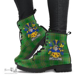 Fisher Coat of Arms Family Crest Ireland Leather Boots Irish National Tartan Irish County Boots