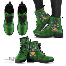 Fisher Coat of Arms Family Crest Ireland Leather Boots Irish National Tartan Irish County Boots