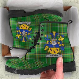 Fisher Coat of Arms Family Crest Ireland Leather Boots Irish National Tartan Irish County Boots