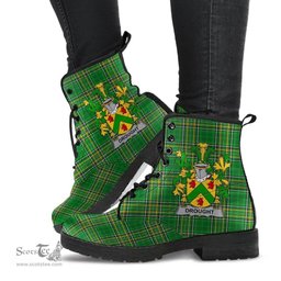 Drought Coat of Arms Family Crest Ireland Leather Boots Irish National Tartan Irish County Boots