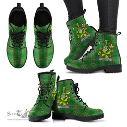 Crotty or O'Crotty Coat of Arms Family Crest Ireland Leather Boots Irish National Tartan Irish County Boots