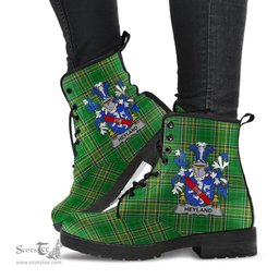 Heyland Coat of Arms Family Crest Ireland Leather Boots Irish National Tartan Irish County Boots