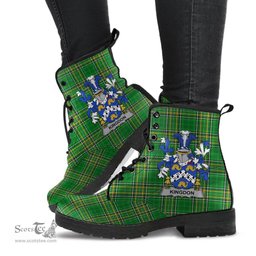 Kingdon Coat of Arms Family Crest Ireland Leather Boots Irish National Tartan Irish County Boots