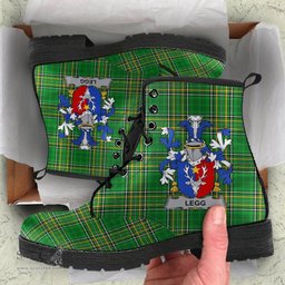 Legg or Legge Coat of Arms Family Crest Ireland Leather Boots Irish National Tartan Irish County Boots