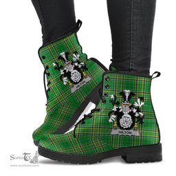 Hilton Coat of Arms Family Crest Ireland Leather Boots Irish National Tartan Irish County Boots