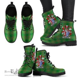 Hickman Coat of Arms Family Crest Ireland Leather Boots Irish National Tartan Irish County Boots