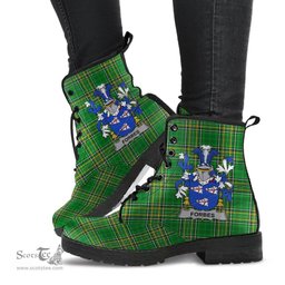 Forbes Coat of Arms Family Crest Ireland Leather Boots Irish National Tartan Irish County Boots