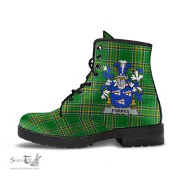 Forbes Coat of Arms Family Crest Ireland Leather Boots Irish National Tartan Irish County Boots