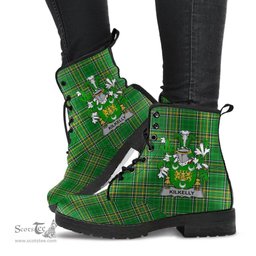 Kilkelly or Killikelly Coat of Arms Family Crest Ireland Leather Boots Irish National Tartan Irish County Boots
