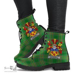 Kearney or O'Kearney Coat of Arms Family Crest Ireland Leather Boots Irish National Tartan Irish County Boots