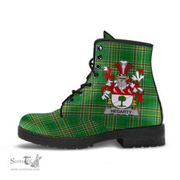 Hegarty or O'Hagerty Coat of Arms Family Crest Ireland Leather Boots Irish National Tartan Irish County Boots