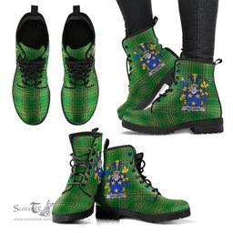 Hilliard Coat of Arms Family Crest Ireland Leather Boots Irish National Tartan Irish County Boots