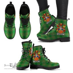 Gregory Coat of Arms Family Crest Ireland Leather Boots Irish National Tartan Irish County Boots