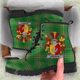 George Coat of Arms Family Crest Ireland Leather Boots Irish National Tartan Irish County Boots