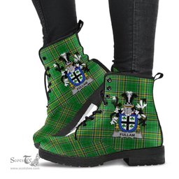 Fullam Coat of Arms Family Crest Ireland Leather Boots Irish National Tartan Irish County Boots