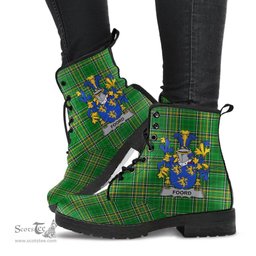 Foord Coat of Arms Family Crest Ireland Leather Boots Irish National Tartan Irish County Boots