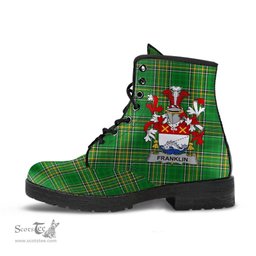 Franklin Coat of Arms Family Crest Ireland Leather Boots Irish National Tartan Irish County Boots