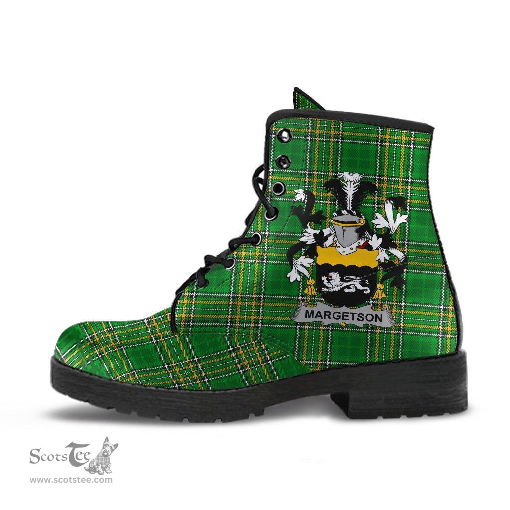 Margetson Coat of Arms Family Crest Ireland Leather Boots Irish National Tartan Irish County Boots