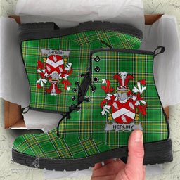 Herlihy or O'Herlihy Coat of Arms Family Crest Ireland Leather Boots Irish National Tartan Irish County Boots
