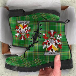 Gilbert Coat of Arms Family Crest Ireland Leather Boots Irish National Tartan Irish County Boots