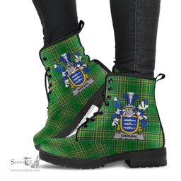 Garvan or O'Garvan Coat of Arms Family Crest Ireland Leather Boots Irish National Tartan Irish County Boots