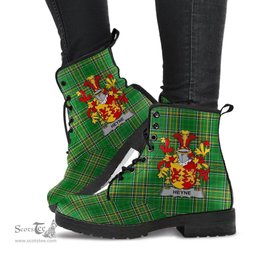Heyne or O'Heyne Coat of Arms Family Crest Ireland Leather Boots Irish National Tartan Irish County Boots
