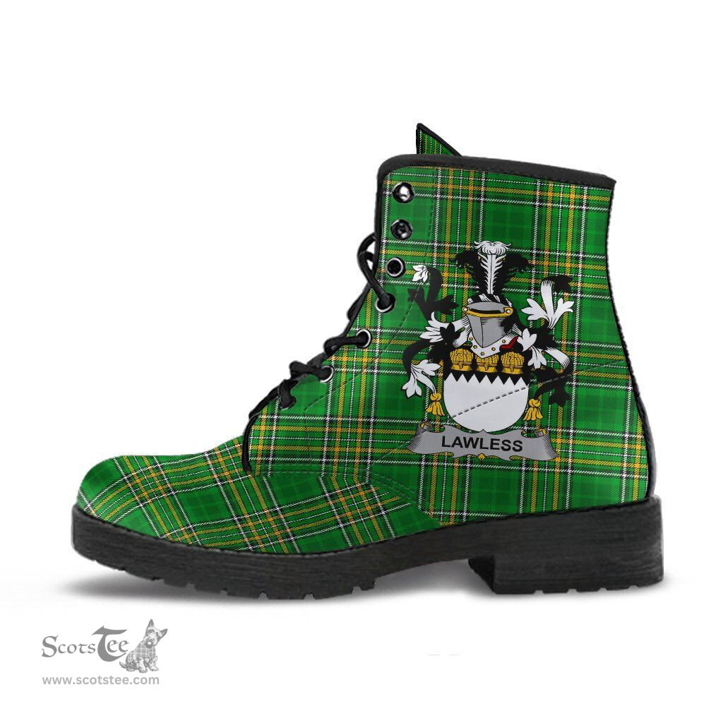 Lawless Coat of Arms Family Crest Ireland Leather Boots Irish National Tartan Irish County Boots