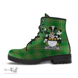 Lawless Coat of Arms Family Crest Ireland Leather Boots Irish National Tartan Irish County Boots