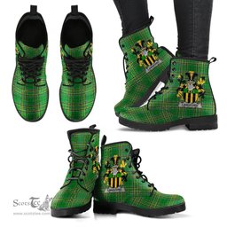 Langford Coat of Arms Family Crest Ireland Leather Boots Irish National Tartan Irish County Boots
