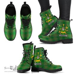 Marward Coat of Arms Family Crest Ireland Leather Boots Irish National Tartan Irish County Boots